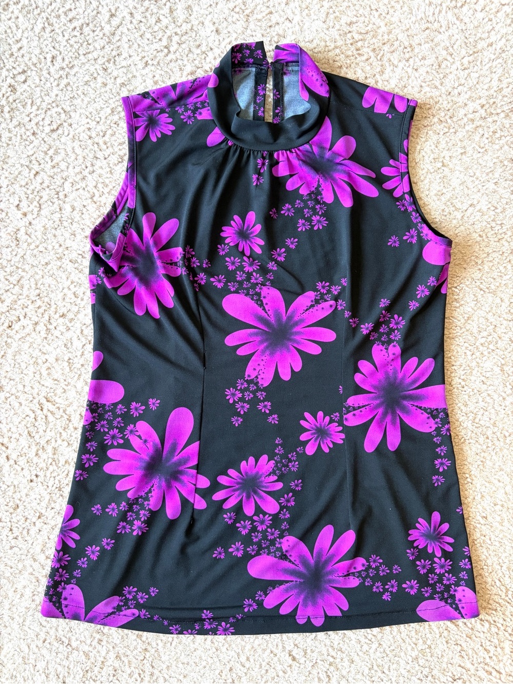 Fun Y2K Purple Flower Graphic Sleeveless Top